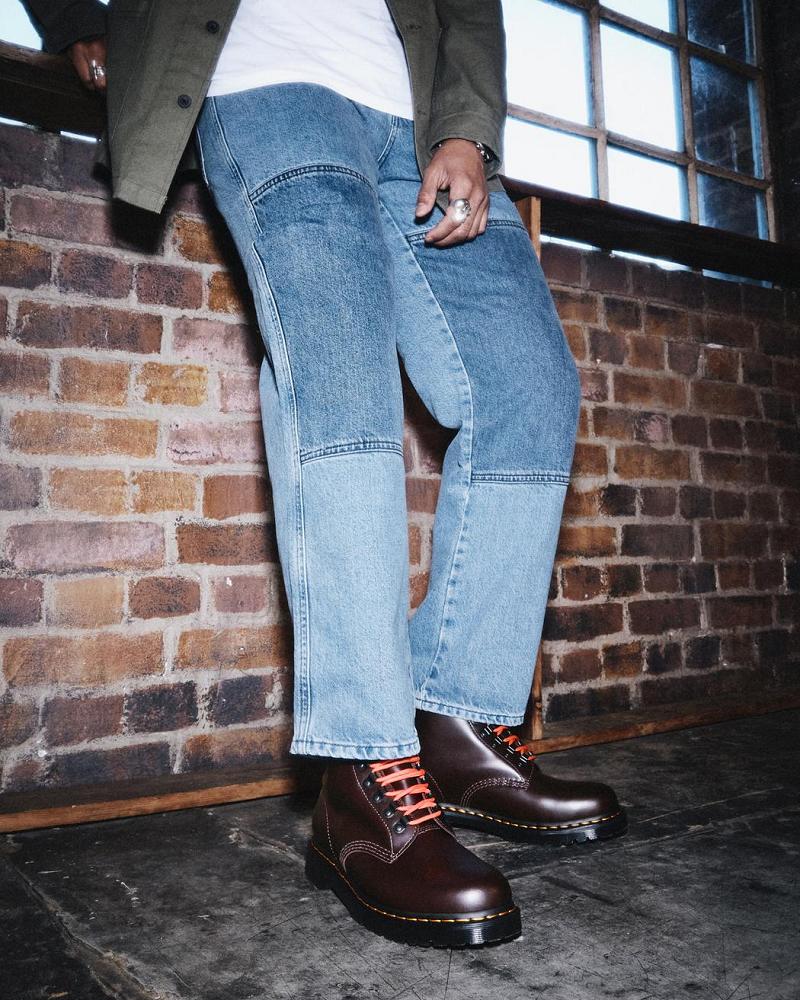 Dr Martens 1460 Ben Smooth Lær Snørestøvletter Herre Rød | Norge 307KOR